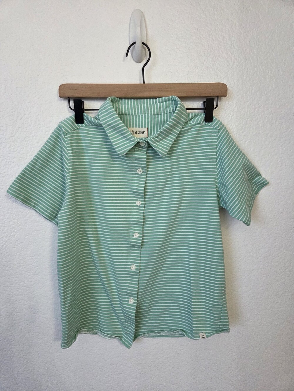 Me & Henry Boys Green Striped Button-Up Shirt Size 12